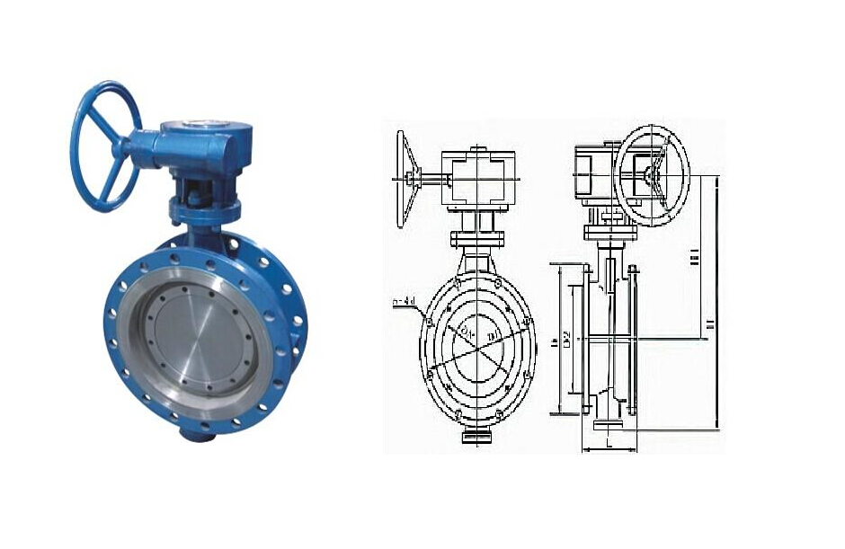 三偏心蝶阀的实物图片和尺寸图