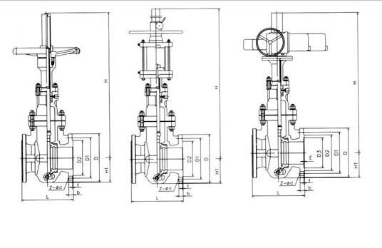 Z43F平板闸阀尺寸样式图