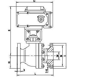 电动不锈钢球阀结构小样图