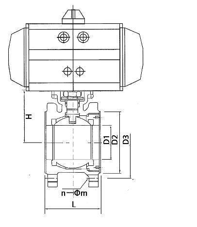 电动超薄对夹球阀Q971F外形结构图