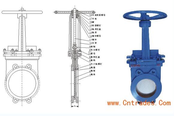 手动铸铁刀闸阀dwg
